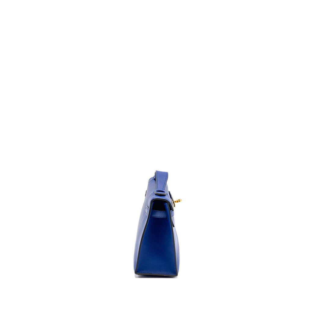 HERMES KELLY POCHETTE SWIFT BLUE ELECTRIC GHW