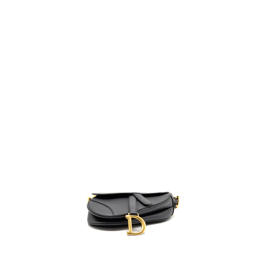 DIOR MINI SADDLE GRAINED CALFSKIN BLACK GHW