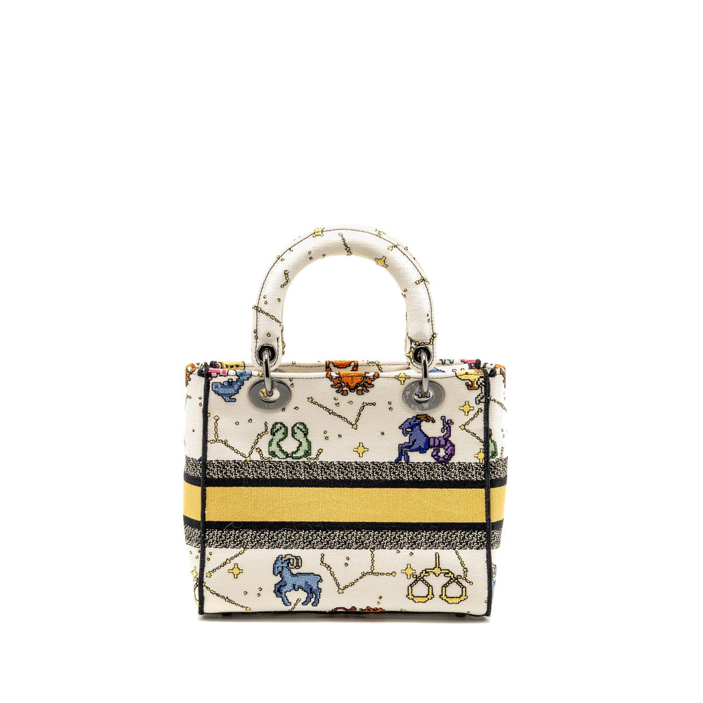 DIOR MEDIUM LADY D-LITE BAG PIXEL ZODIAC EMBROIDERY CANVAS MULTICOLOUR BLACK HARDWARE