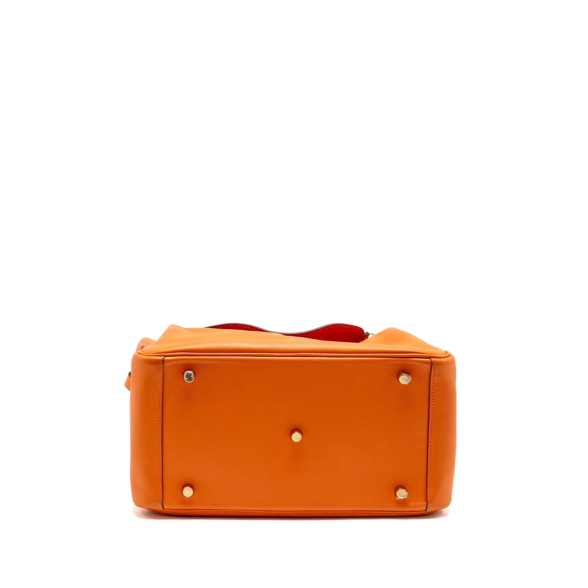 HERMES LINDY 30 SWIFT LEATHER ORANGE / RED LGHW