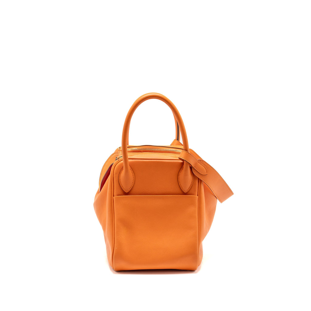 HERMES LINDY 30 SWIFT LEATHER ORANGE / RED LGHW