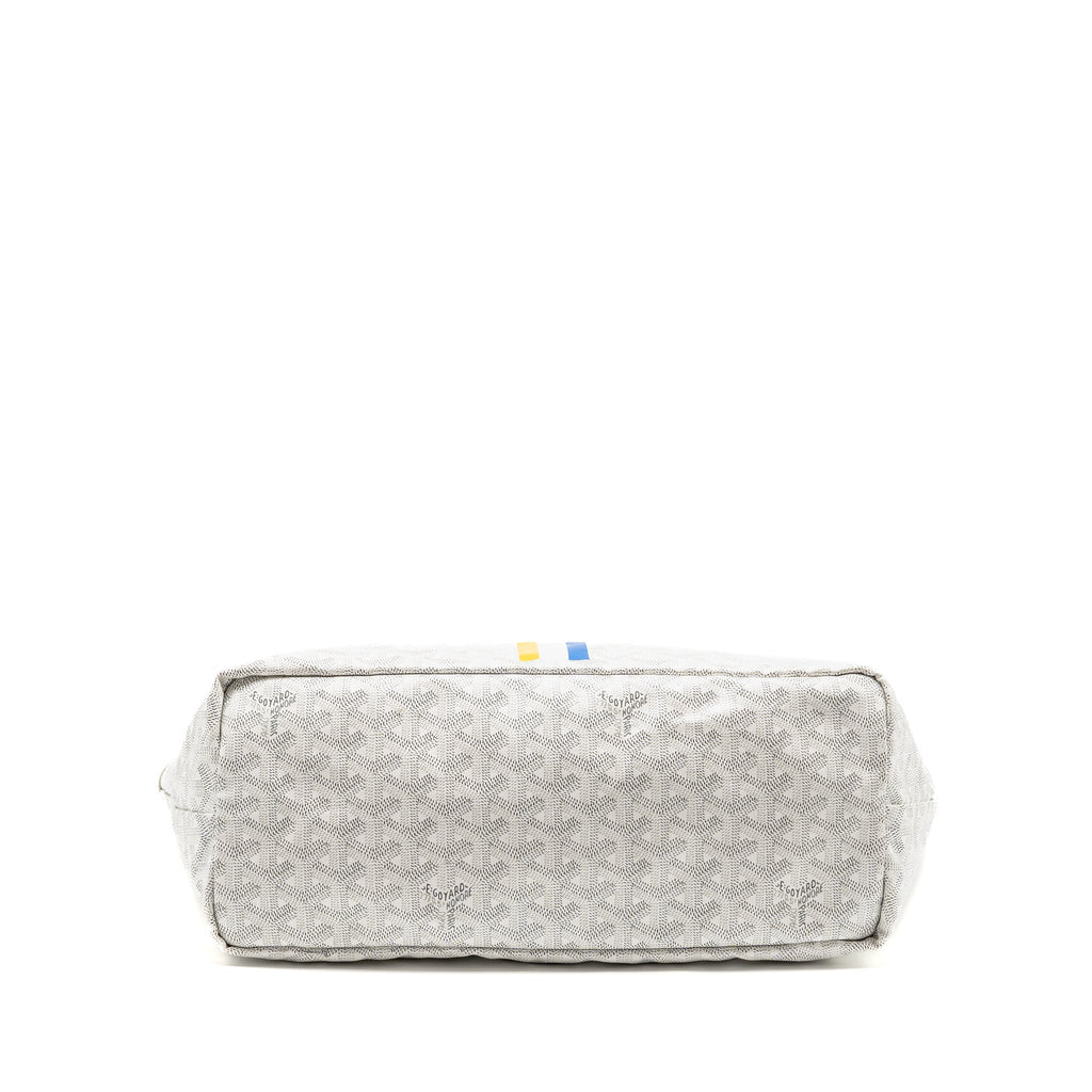 GOYARD SAINT LOUIS PM TOTE LIMITED EDITION GOYARDINE CANVAS/CALFSKIN WHITE/BLUE/YELLOW SHW
