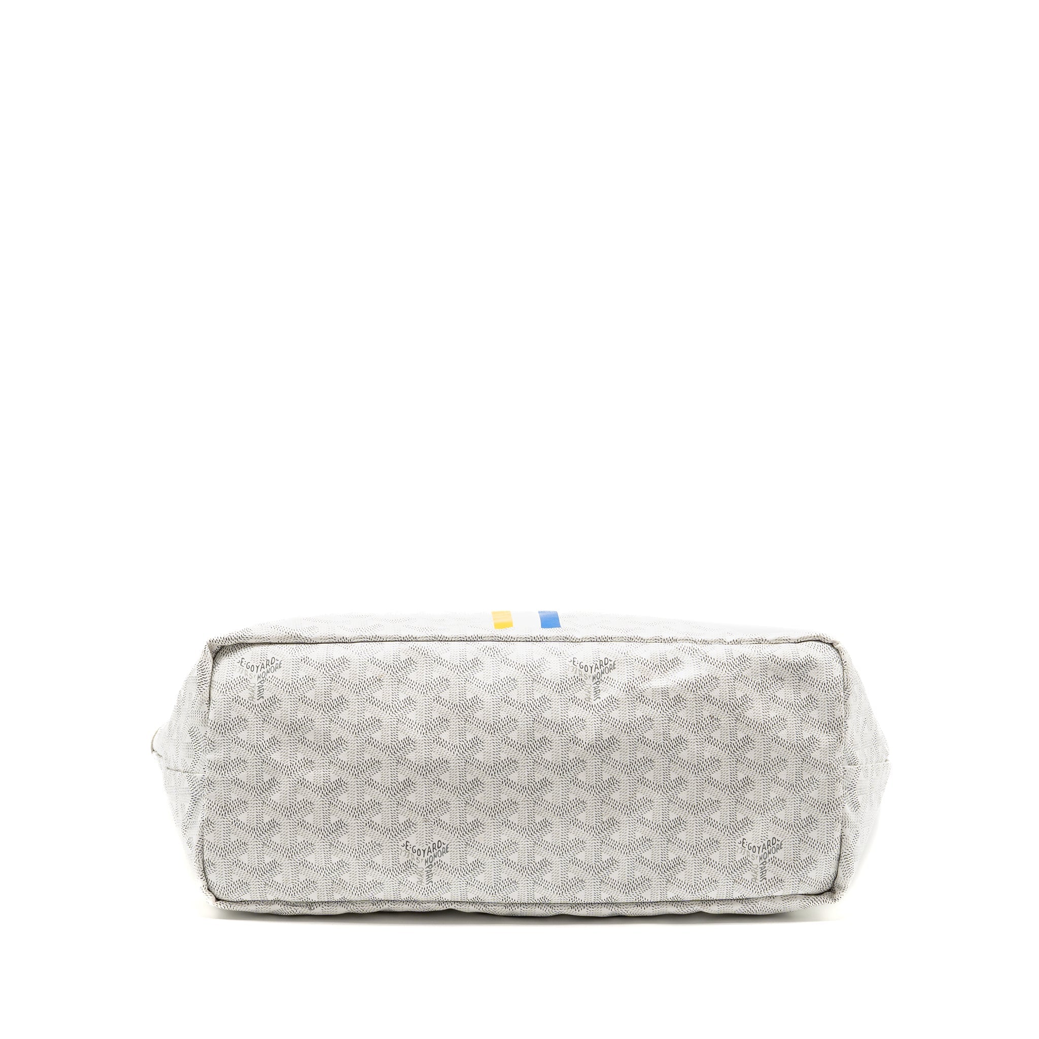 GOYARD SAINT LOUIS PM TOTE LIMITED EDITION GOYARDINE CANVAS/CALFSKIN WHITE/BLUE/YELLOW SHW