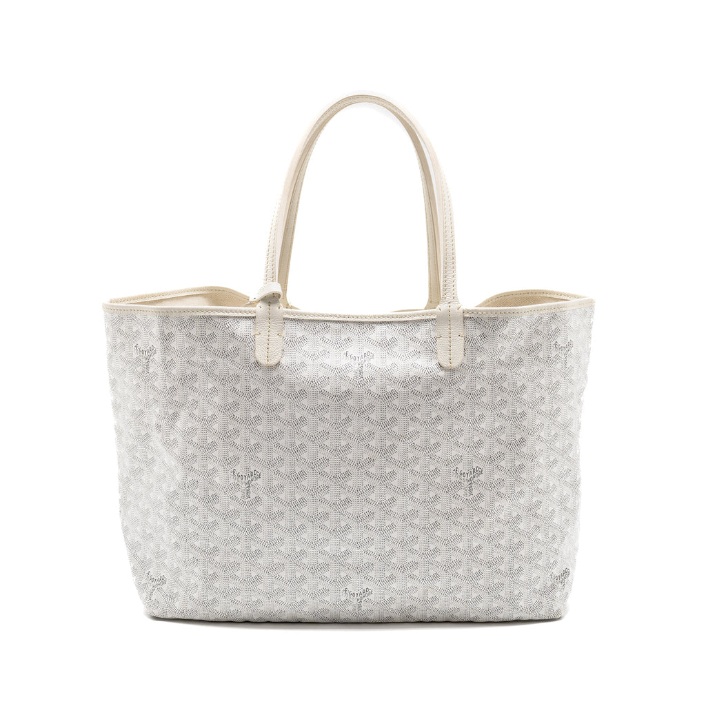 GOYARD SAINT LOUIS PM TOTE LIMITED EDITION GOYARDINE CANVAS/CALFSKIN WHITE/BLUE/YELLOW SHW