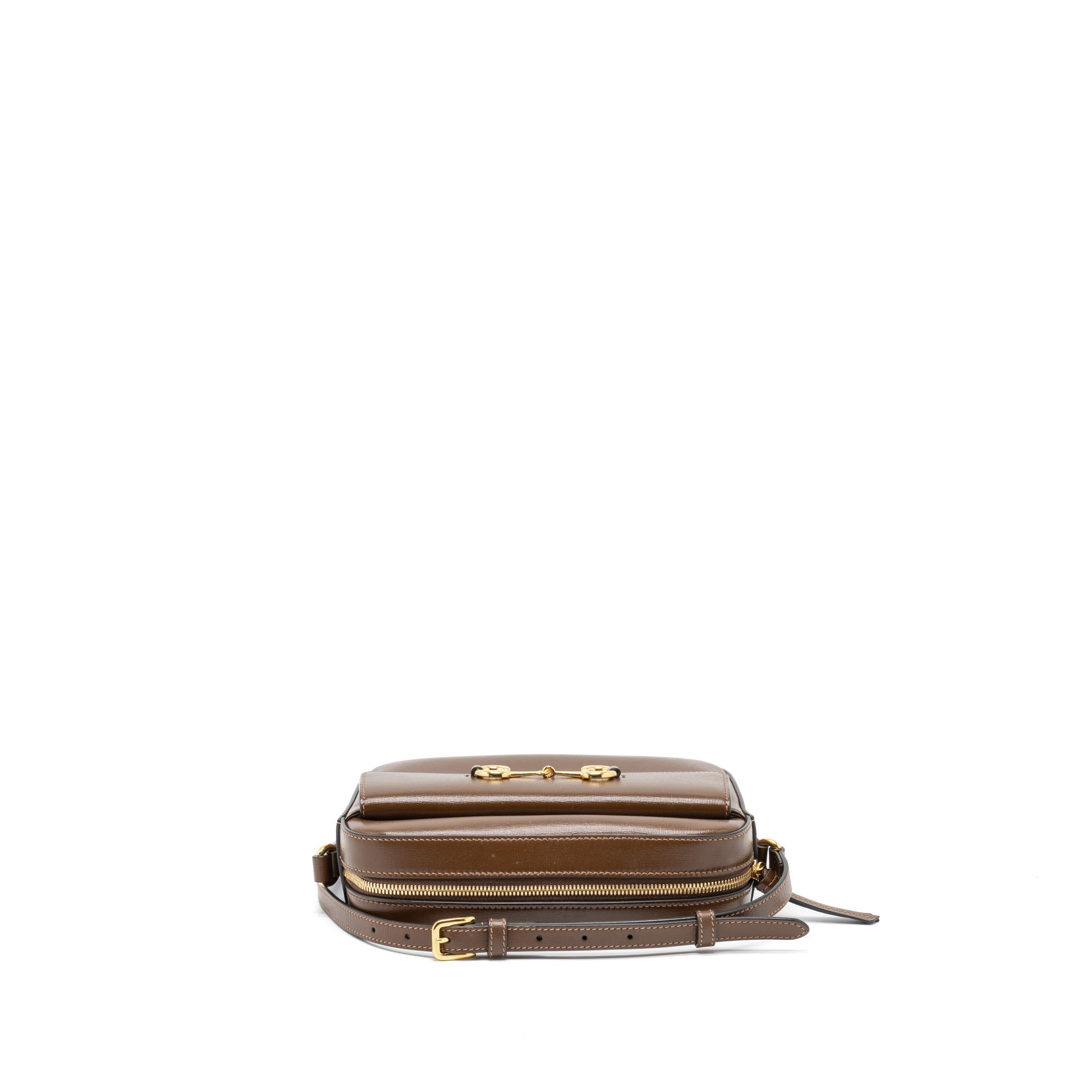 GUCCI HORSEBIT SHOULDER BAG CALFSKIN BROWN GHW