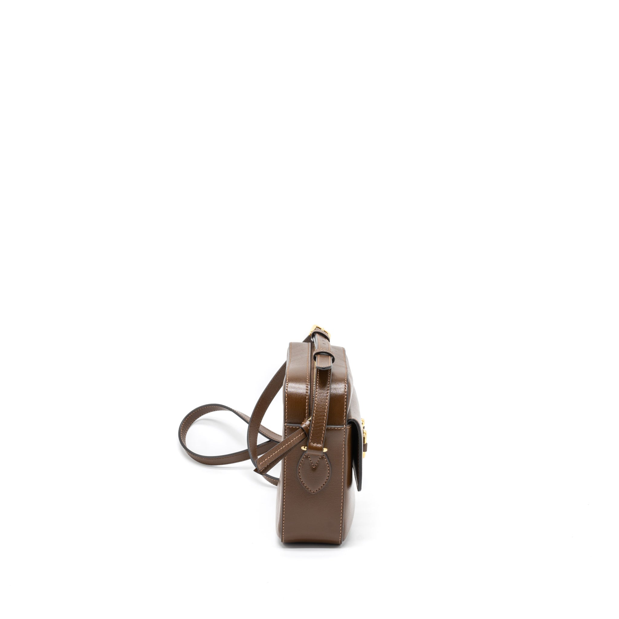 GUCCI HORSEBIT SHOULDER BAG CALFSKIN BROWN GHW
