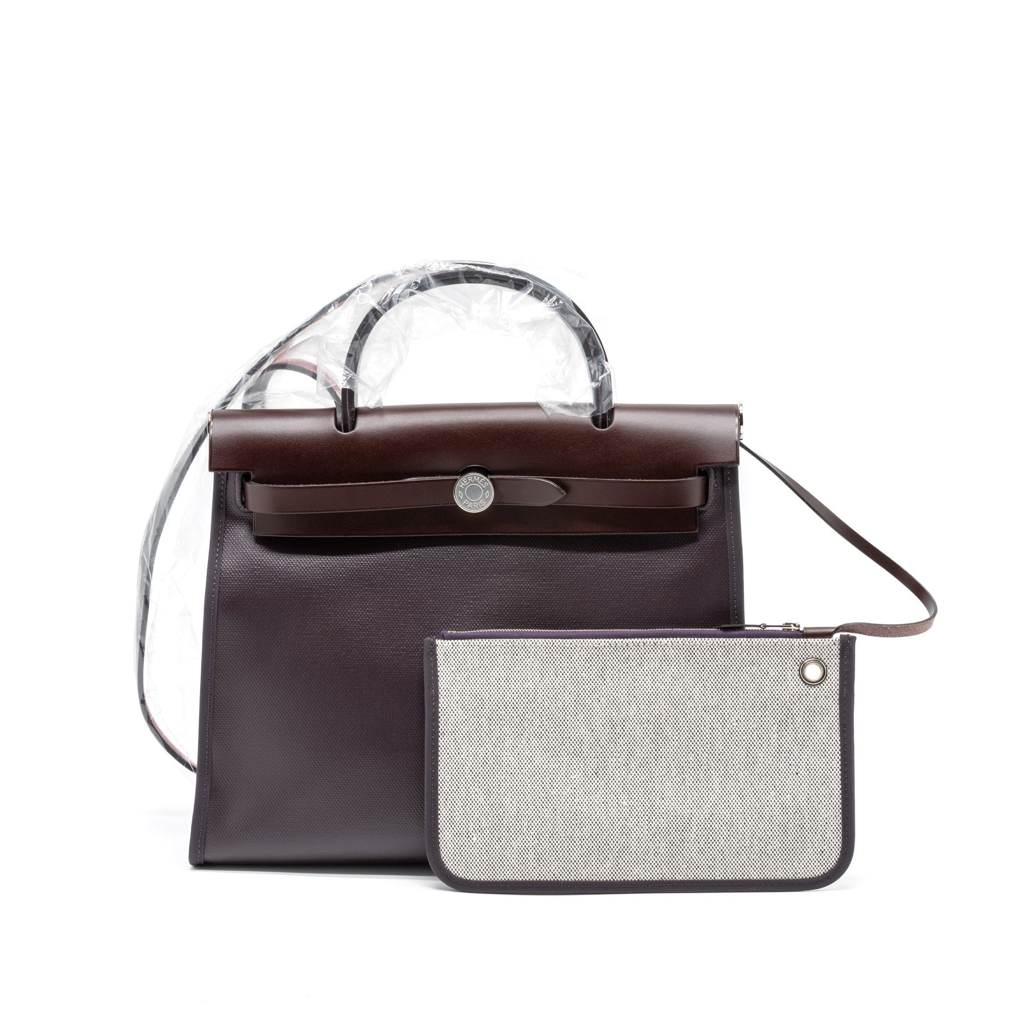 HERMES HERBAG 31 ZIP BAG TOILE H BERLINE CANVAS/VACHE HUNTER CASSIS/BLACK/ROUGE SELLIER SHW