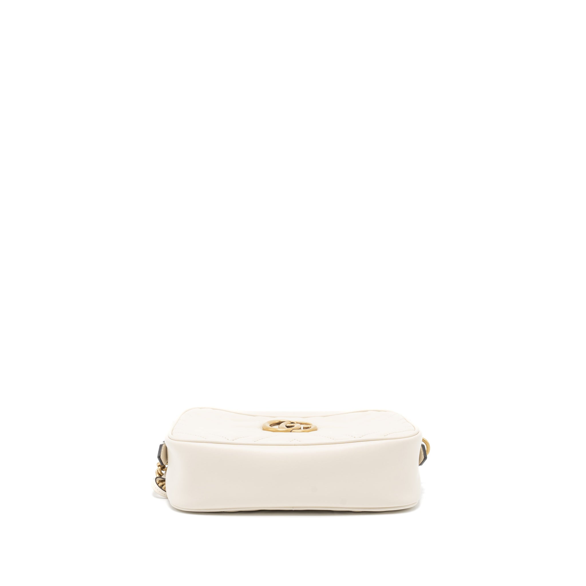 GUCCI GG MARMONT CAMERA SHOULDER BAG CALFSKIN WHITE GHW