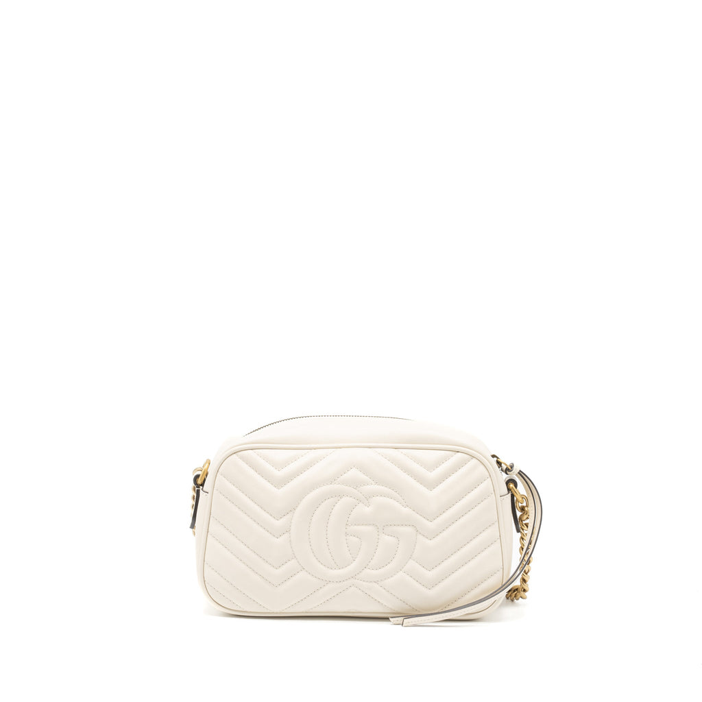 GUCCI GG MARMONT CAMERA SHOULDER BAG CALFSKIN WHITE GHW