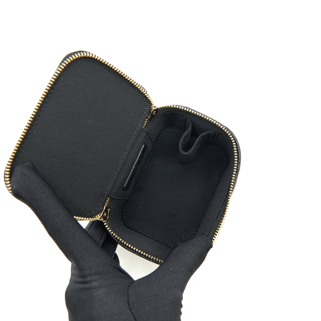 CHANEL SMALL VANITY CLUTCH WITH CHAIN CC PEARL CAVIAR BLACK LGHW