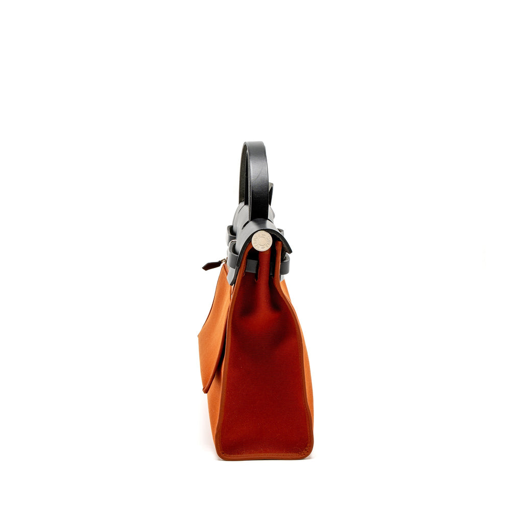 HERMES HERBAG 31 CANVAS/HUNTER CUIVRE/BLACK SHW