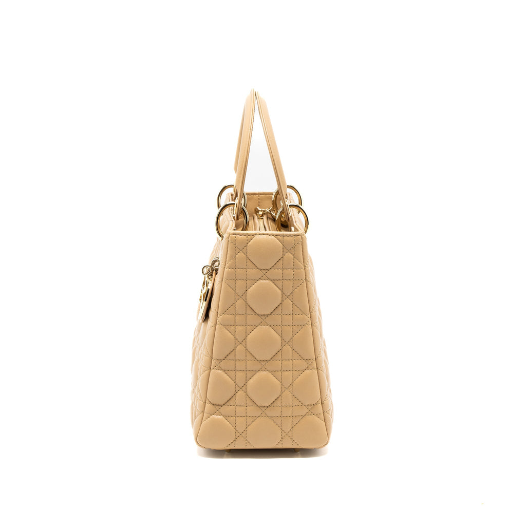 DIOR MEDIUM LADY DIOR LAMBSKIN BEIGE LGHW