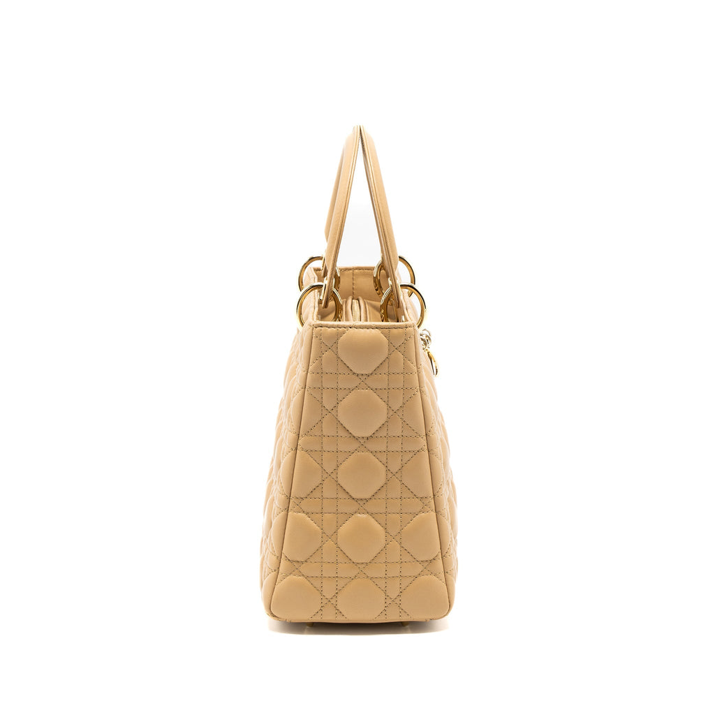 DIOR MEDIUM LADY DIOR LAMBSKIN BEIGE LGHW
