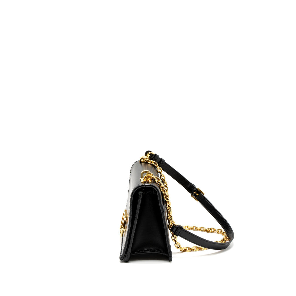 DIOR 30 MONTAIGNE FLAP BAG CALFSKIN BLACK GHW