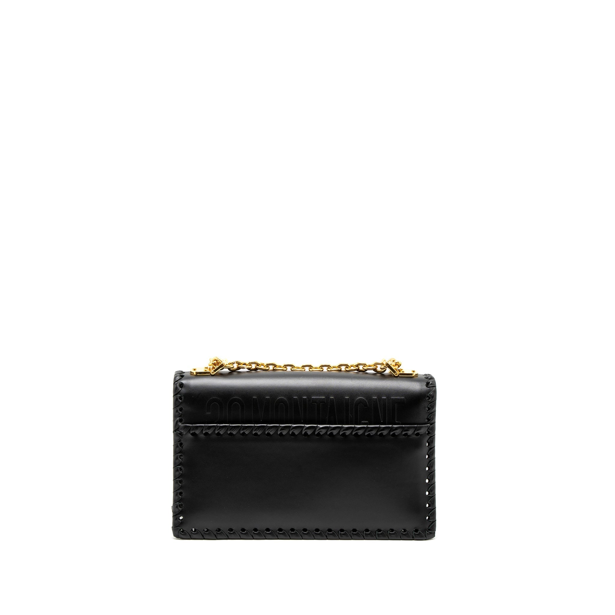 DIOR 30 MONTAIGNE FLAP BAG CALFSKIN BLACK GHW