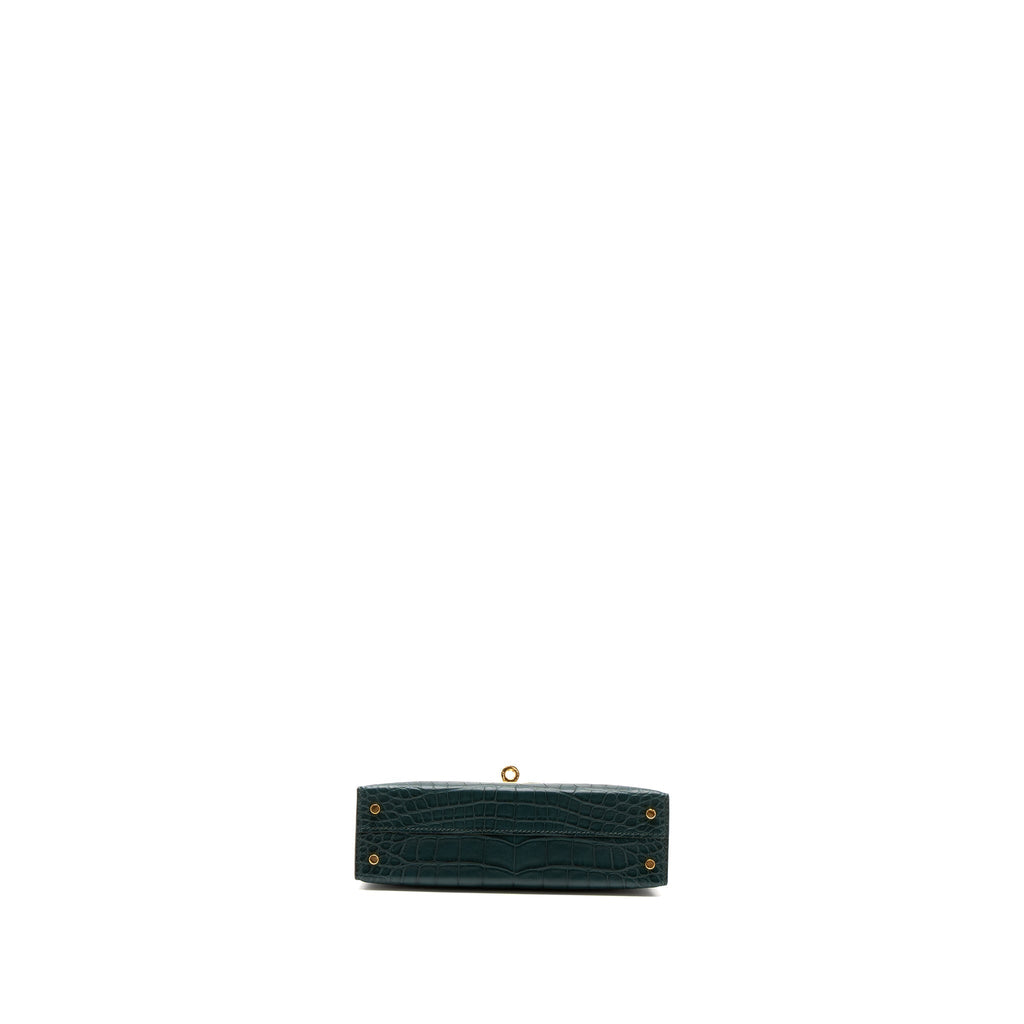 HERMES MINI KELLY II ALLIGATOR MISSISSIPPIENSIS MATTE 6O VERT CYPRES GHW