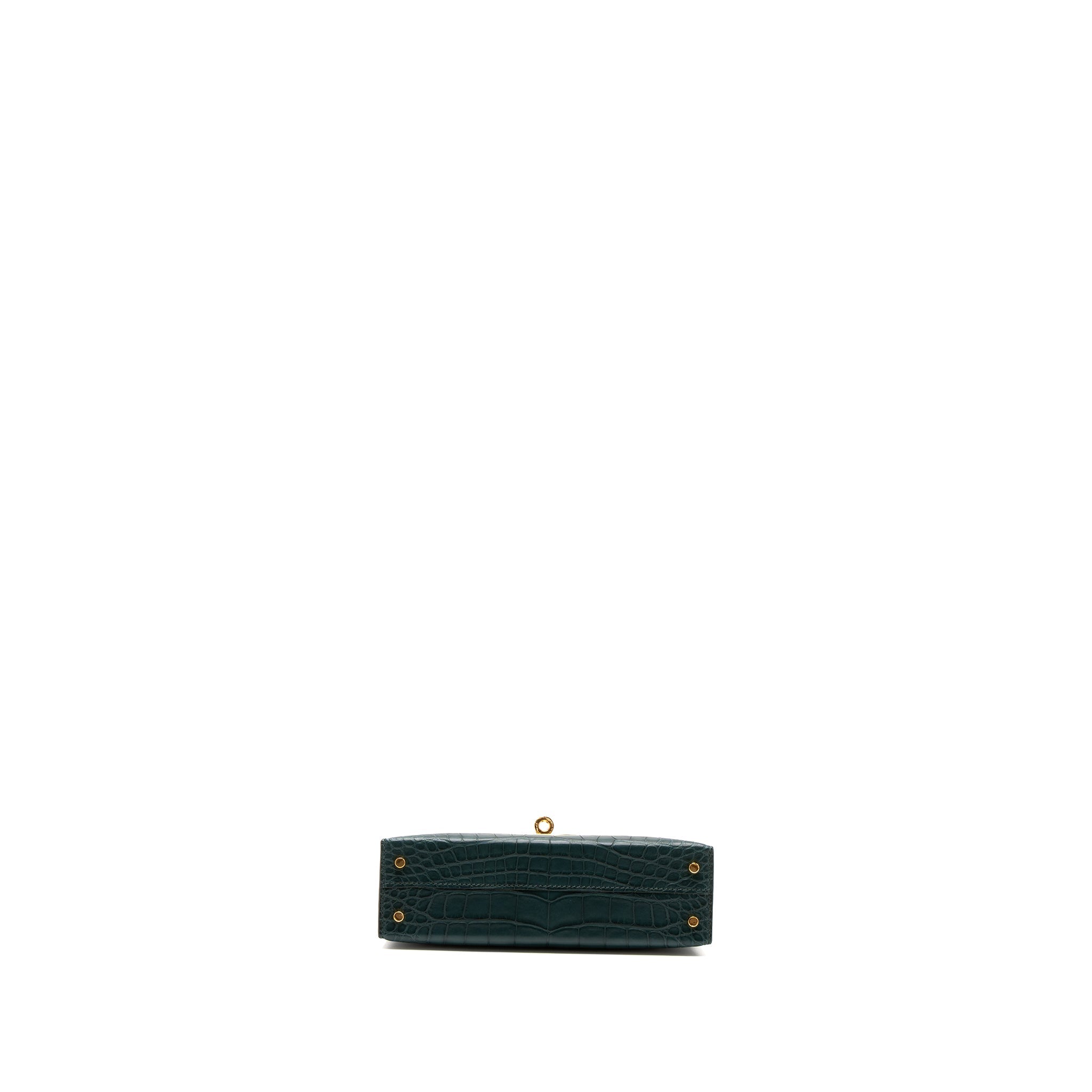 HERMES MINI KELLY II ALLIGATOR MISSISSIPPIENSIS MATTE 6O VERT CYPRES GHW
