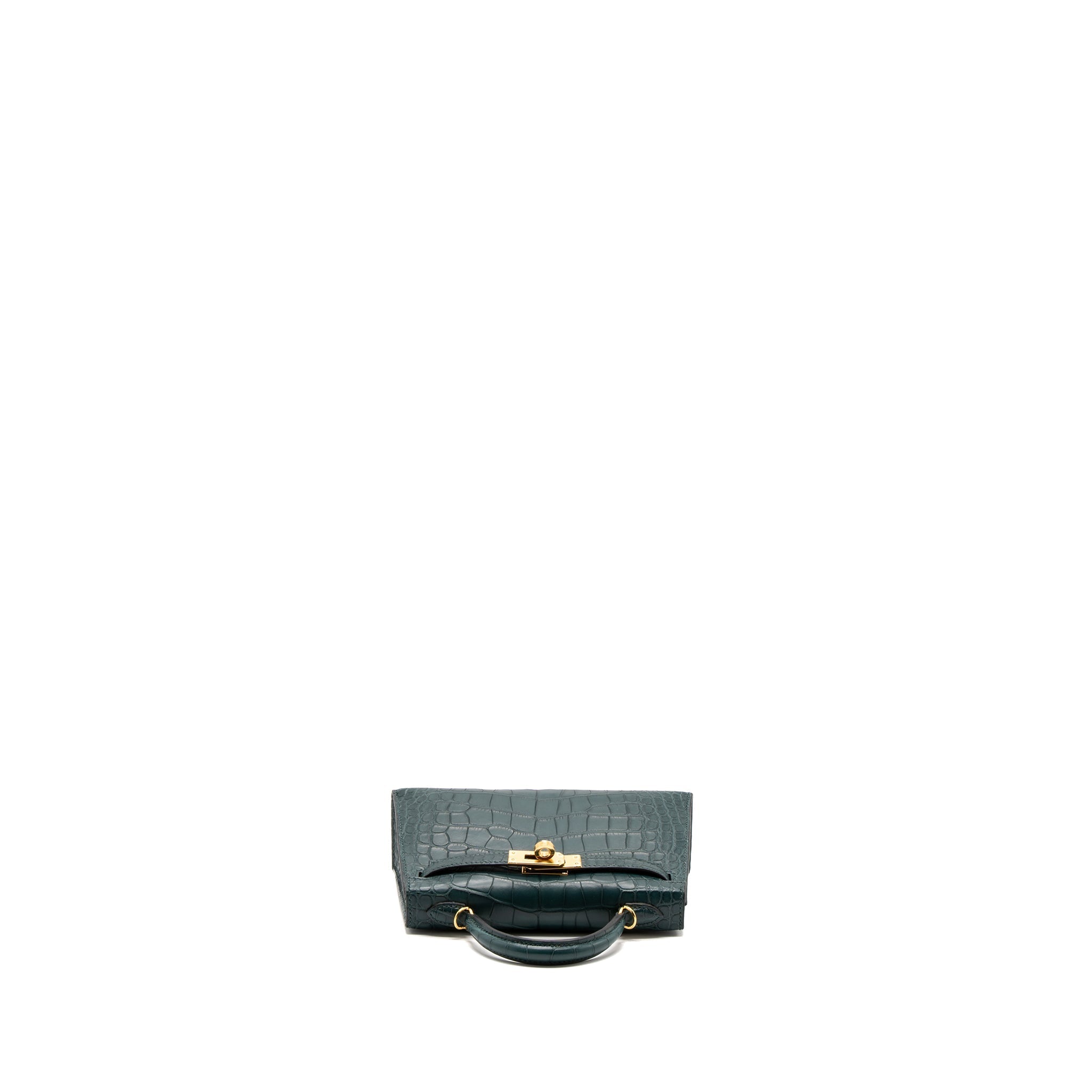 HERMES MINI KELLY II ALLIGATOR MISSISSIPPIENSIS MATTE 6O VERT CYPRES GHW