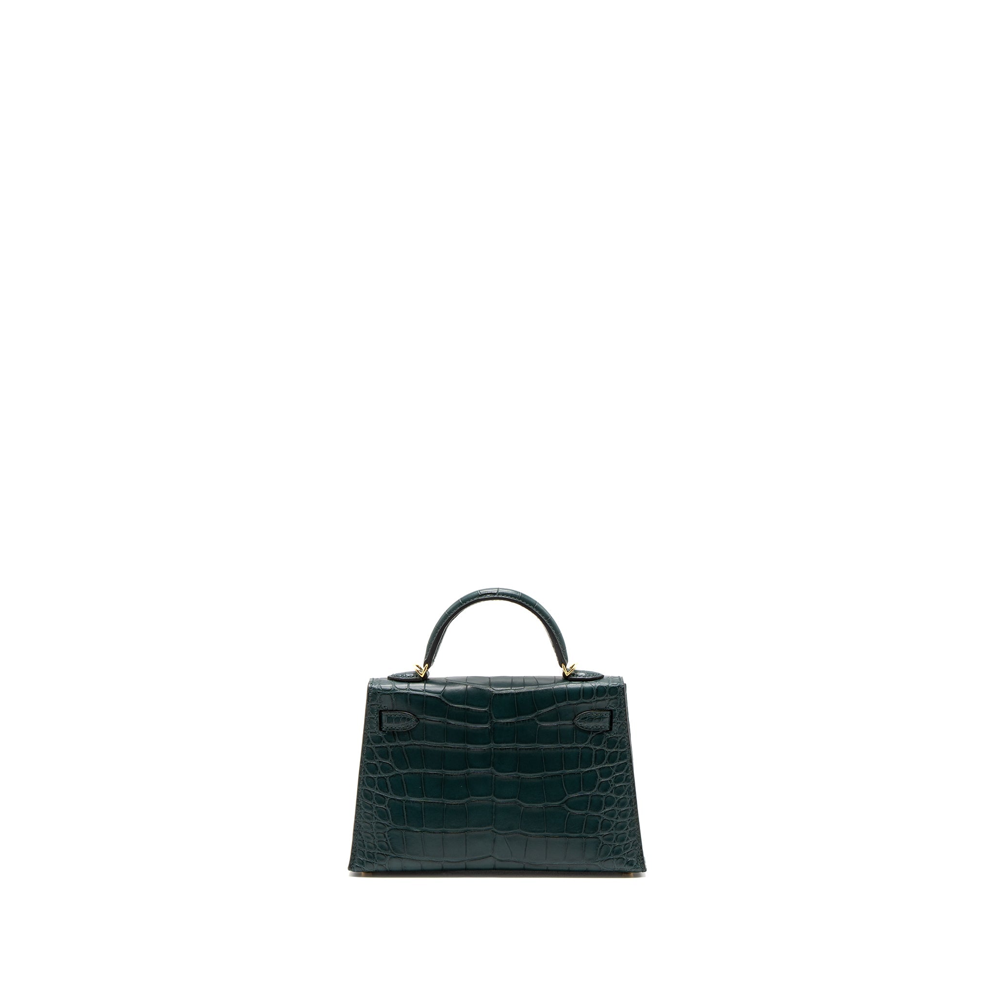 HERMES MINI KELLY II ALLIGATOR MISSISSIPPIENSIS MATTE 6O VERT CYPRES GHW