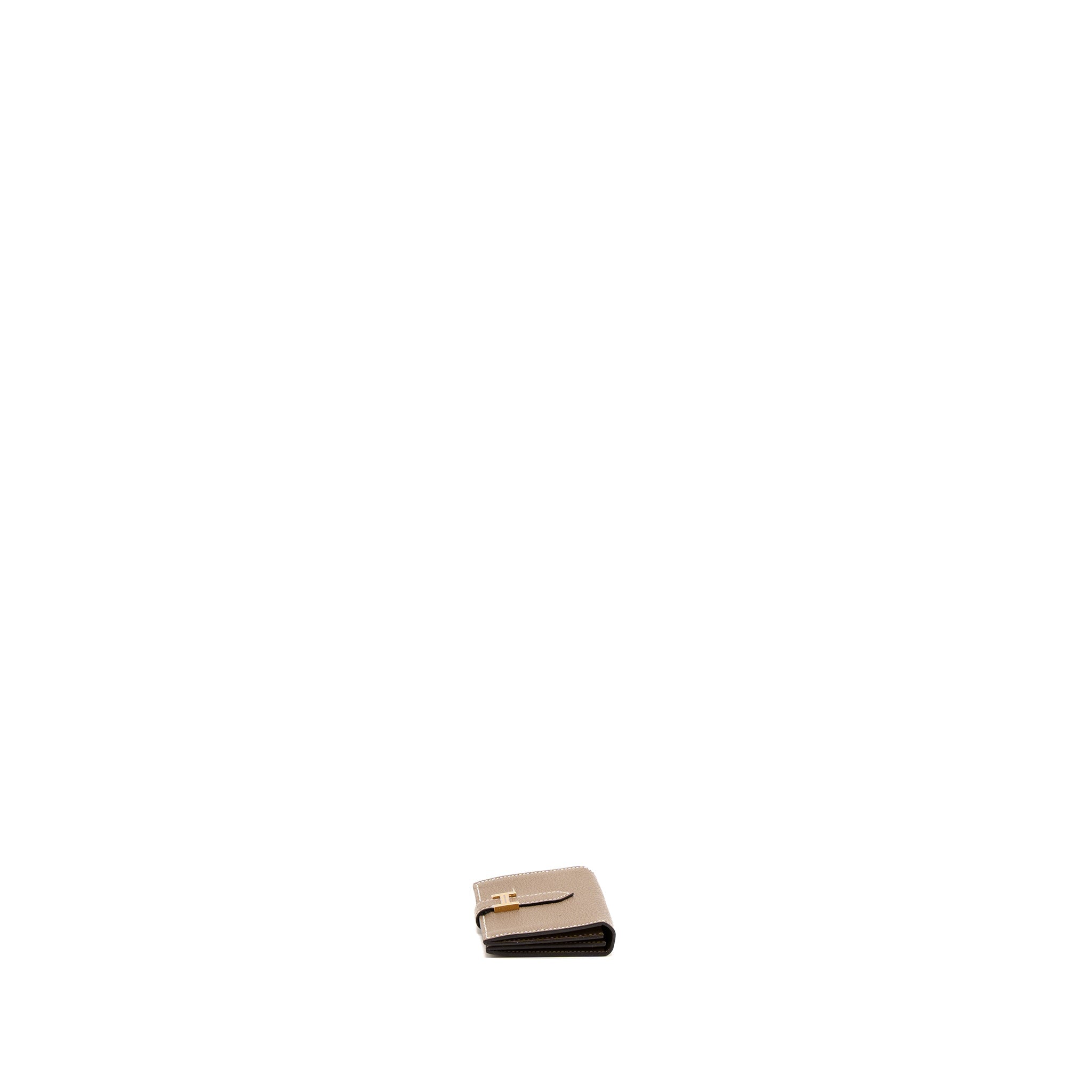 HERMES BEARN COMPACT WALLET CHEVRE MYSORE ETOUPE GHW
