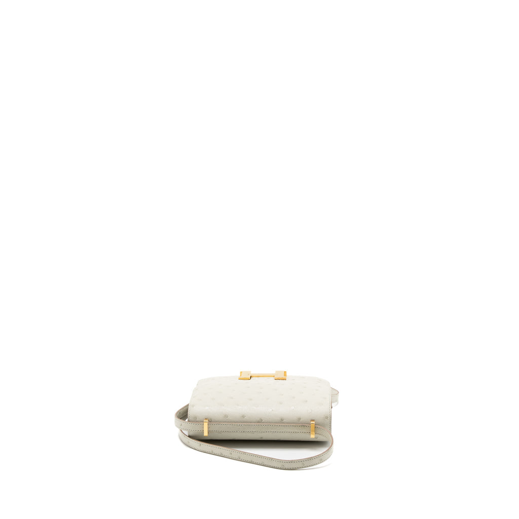 HERMES MINI CONSTANCE OSTRICH GRIS PERLE GHW