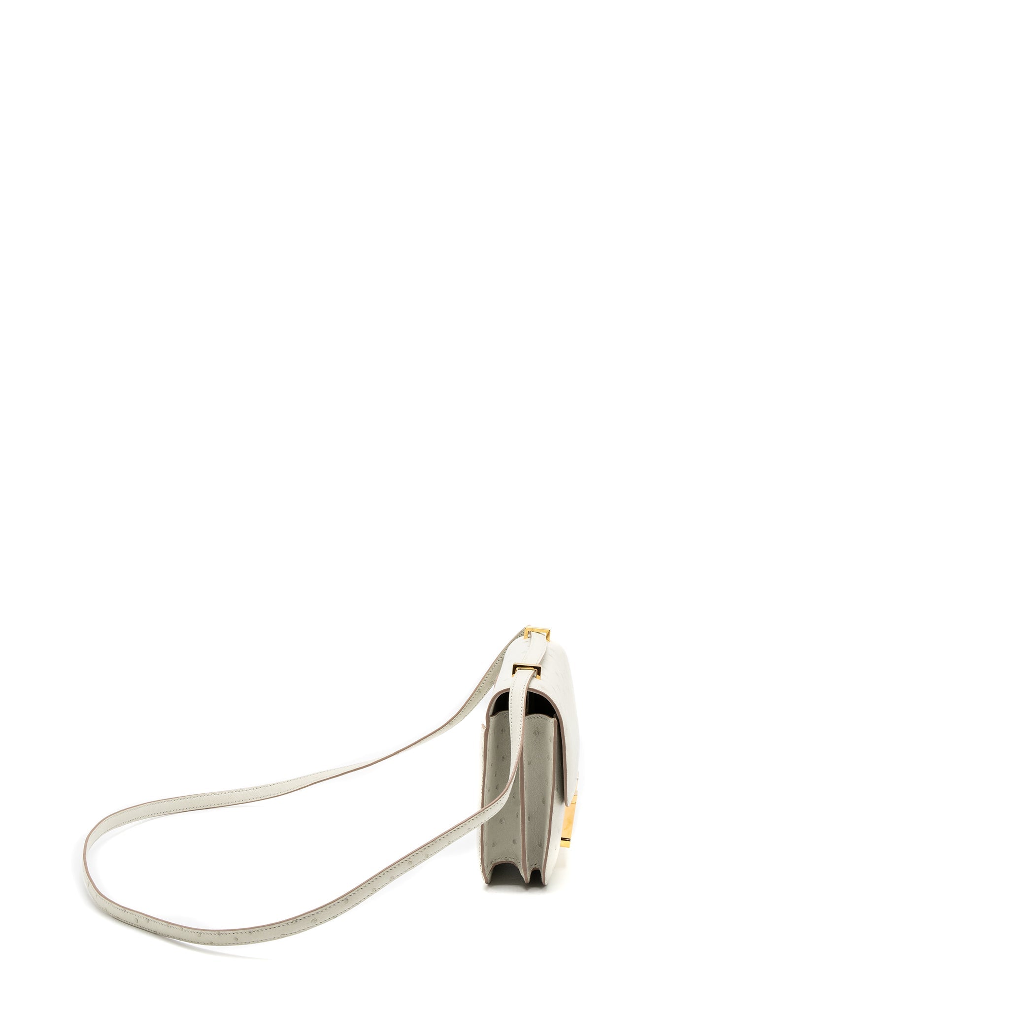 HERMES MINI CONSTANCE OSTRICH GRIS PERLE GHW