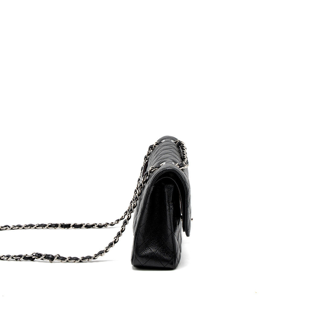 CHANEL MEDIUM CLASSIC DOUBLE FLAP BAG CAVIAR BLACK SHW