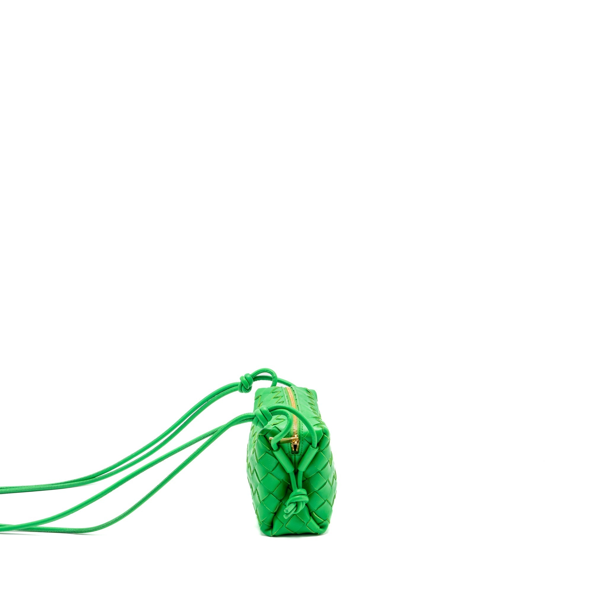 BOTTEGA VENETA MINI LOOP CAMERA BAG LAMBSKIN GREEN GHW
