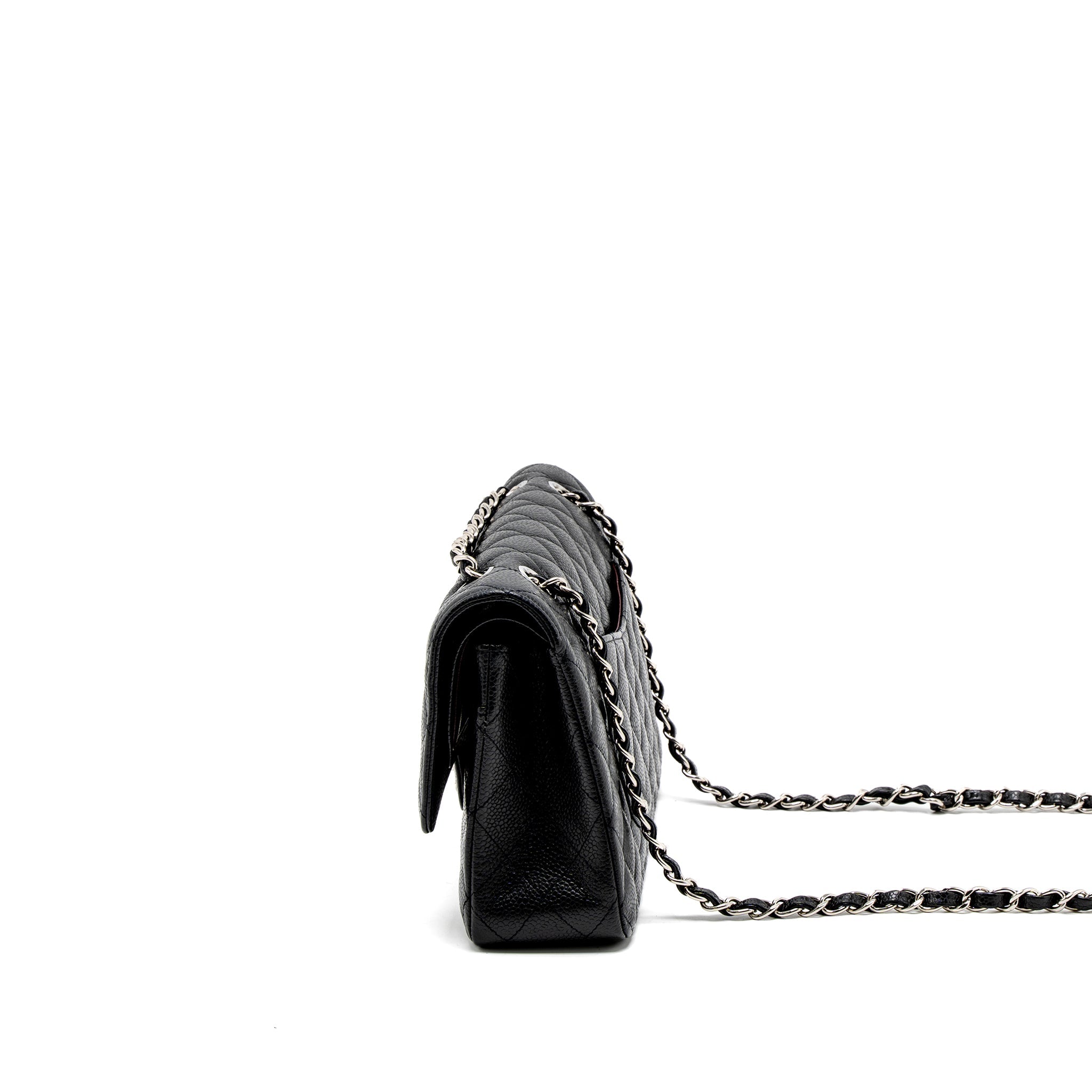 CHANEL MEDIUM CLASSIC DOUBLE FLAP BAG CAVIAR BLACK SHW