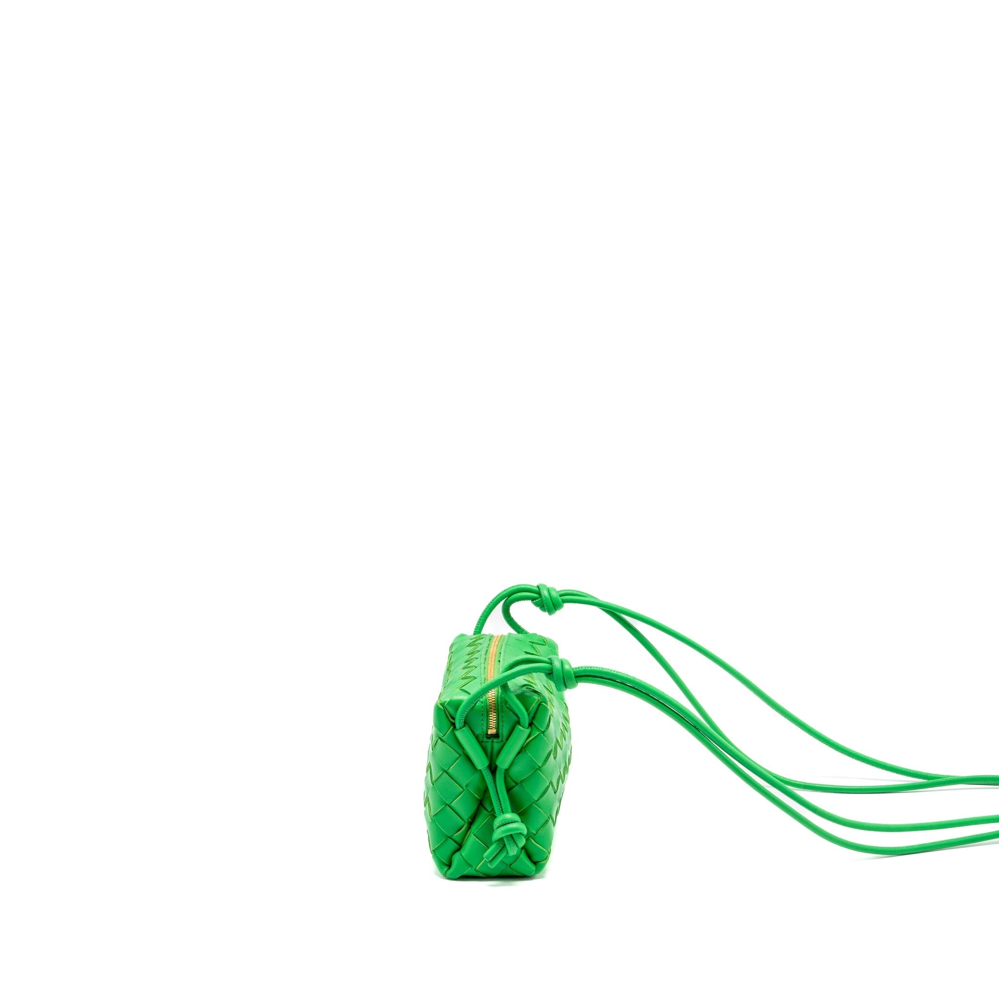 BOTTEGA VENETA MINI LOOP CAMERA BAG LAMBSKIN GREEN GHW