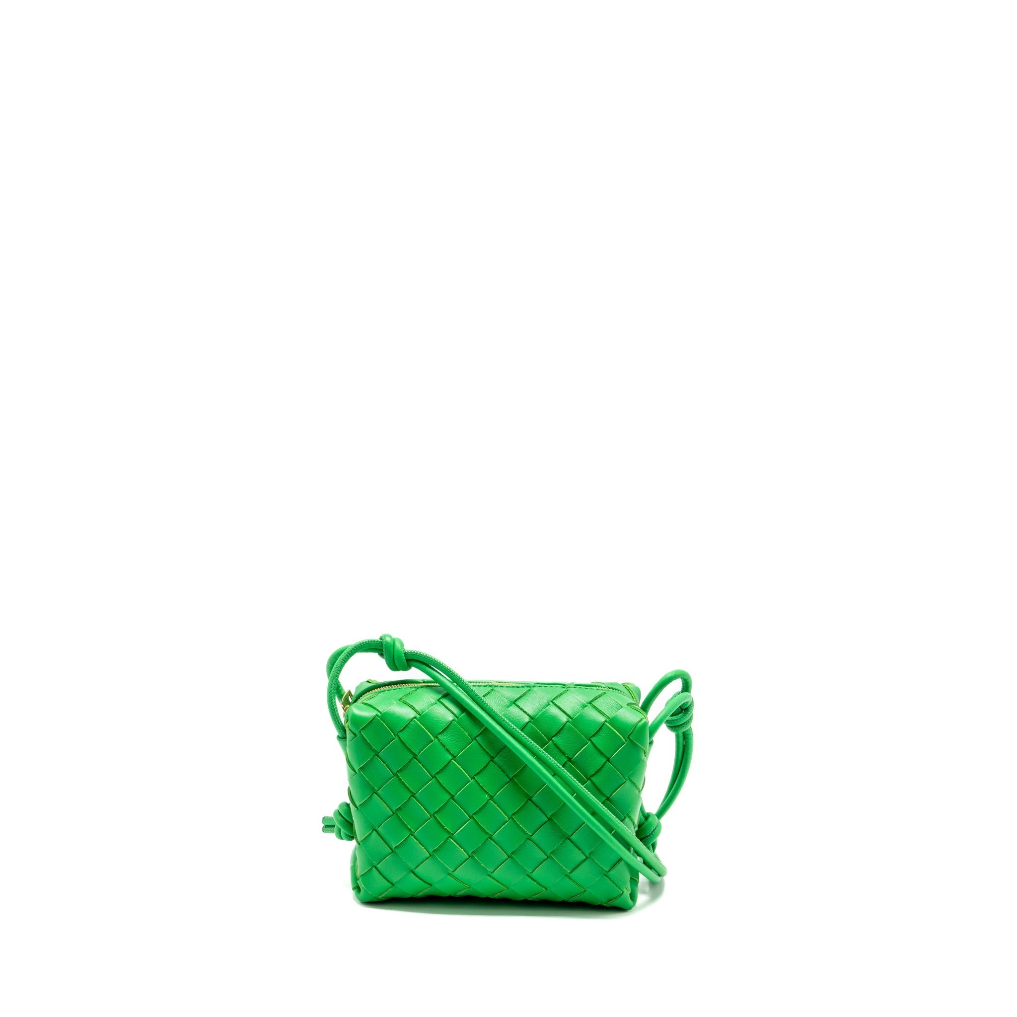 BOTTEGA VENETA MINI LOOP CAMERA BAG LAMBSKIN GREEN GHW