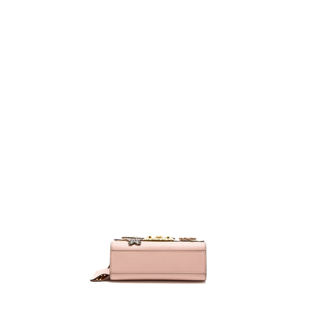 GUCCI PADLOCK CHAIN BAG CRYSTAL STAR LIMITED CALFSKIN PINK GHW