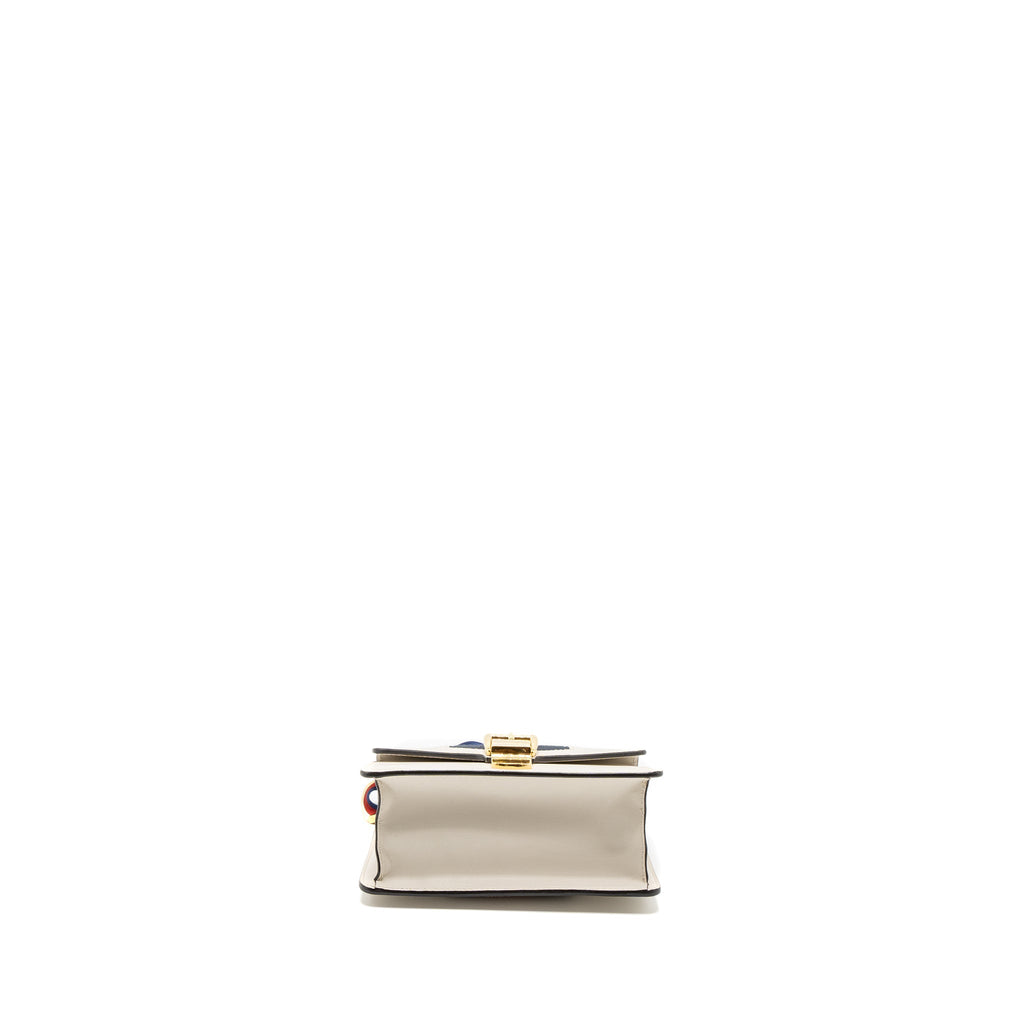 GUCCI MINI SYLVIE CHAIN BAG CALFSKIN WHITE/MULTICOLOUR GHW