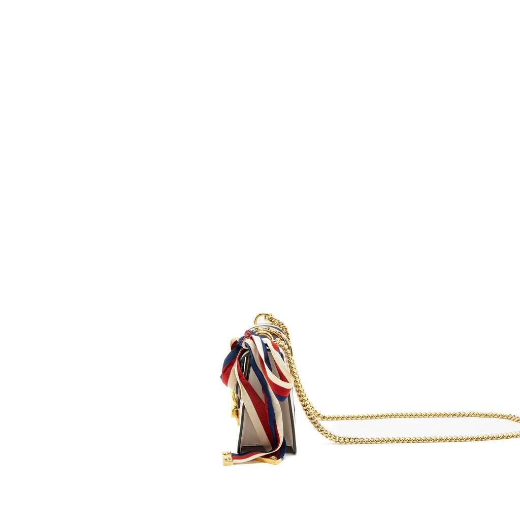GUCCI MINI SYLVIE CHAIN BAG CALFSKIN WHITE/MULTICOLOUR GHW