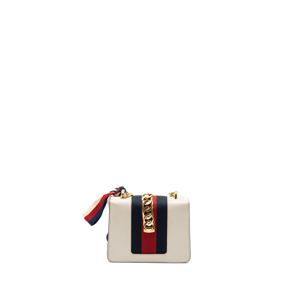 GUCCI MINI SYLVIE CHAIN BAG CALFSKIN WHITE/MULTICOLOUR GHW