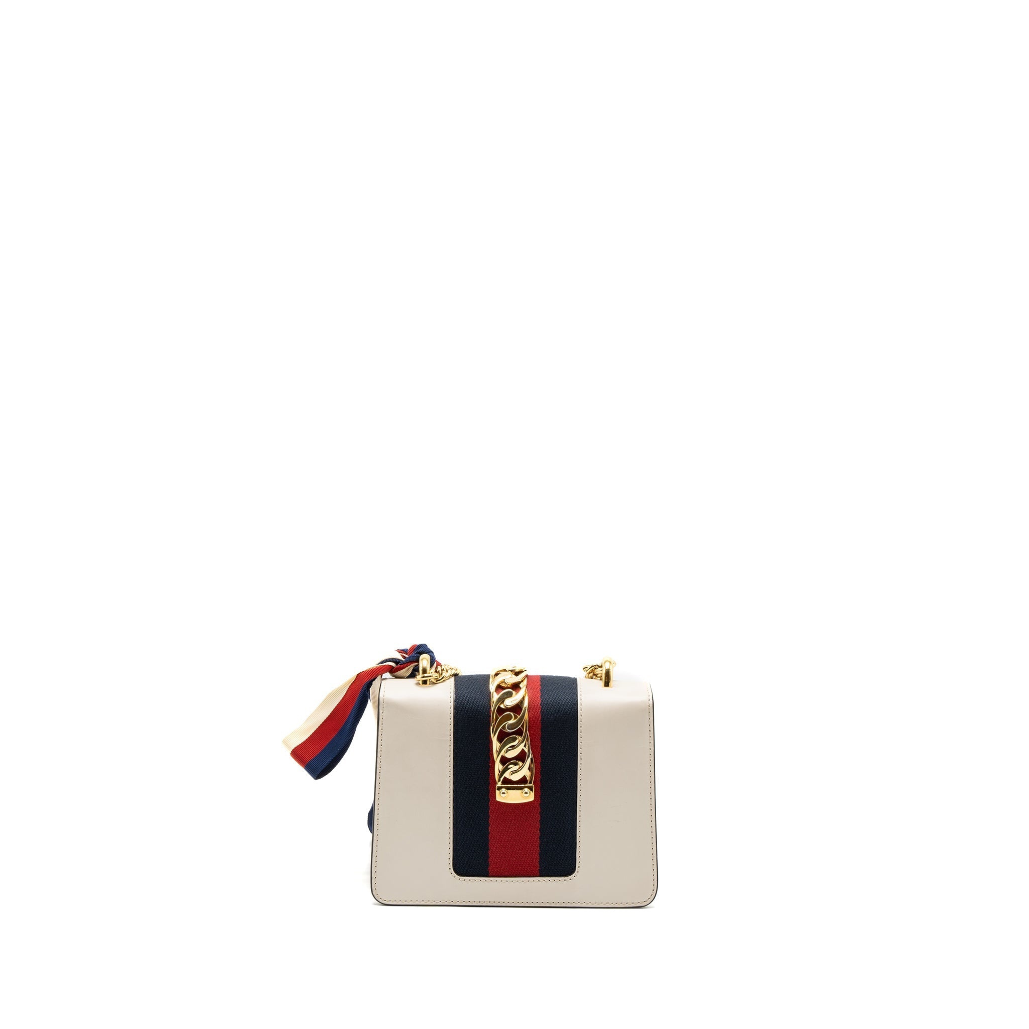GUCCI MINI SYLVIE CHAIN BAG CALFSKIN WHITE/MULTICOLOUR GHW