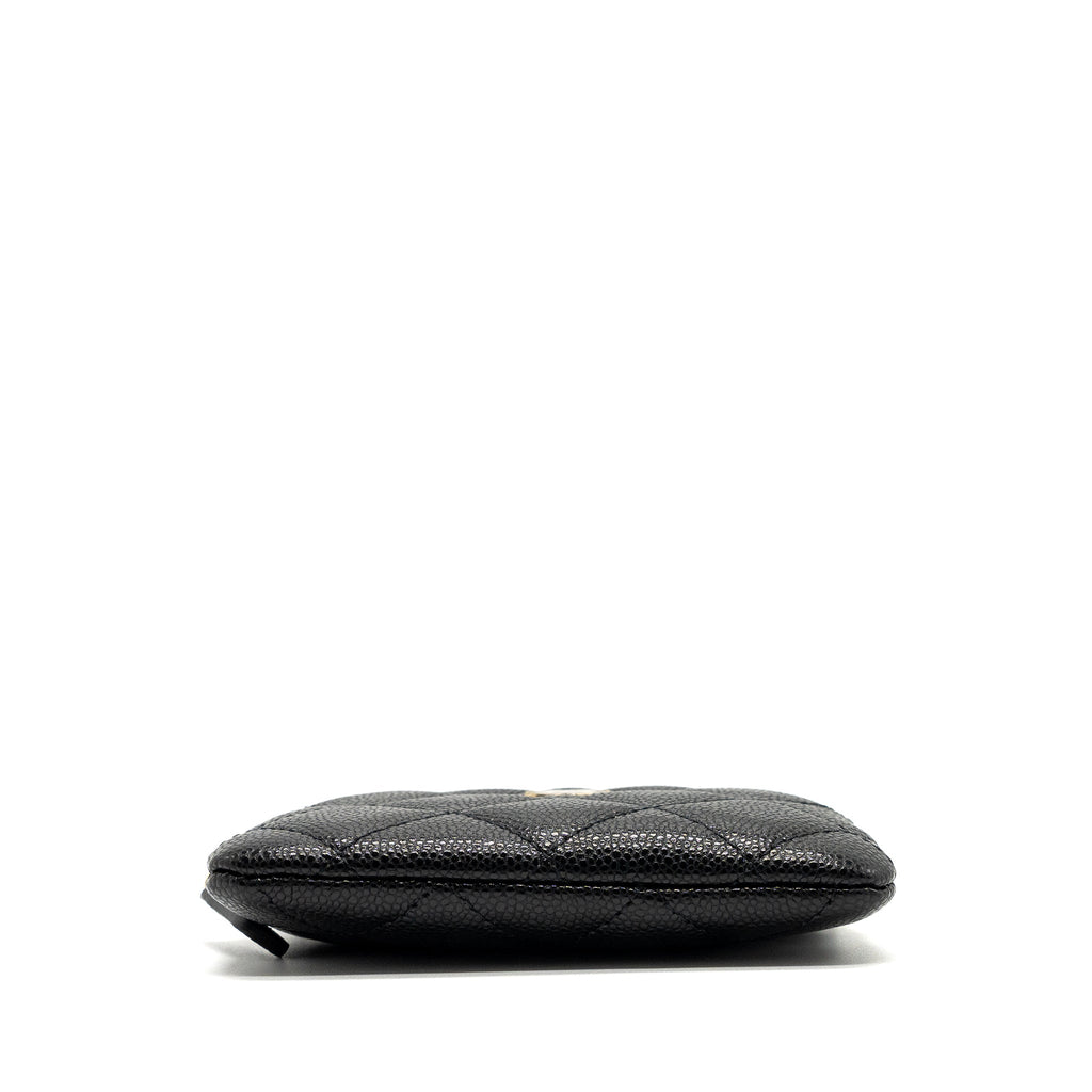 CHANEL SQUARE ZIPPER POUCH CARD HOLDER CAVIAR BLACK LGHW (MICROCHIP)