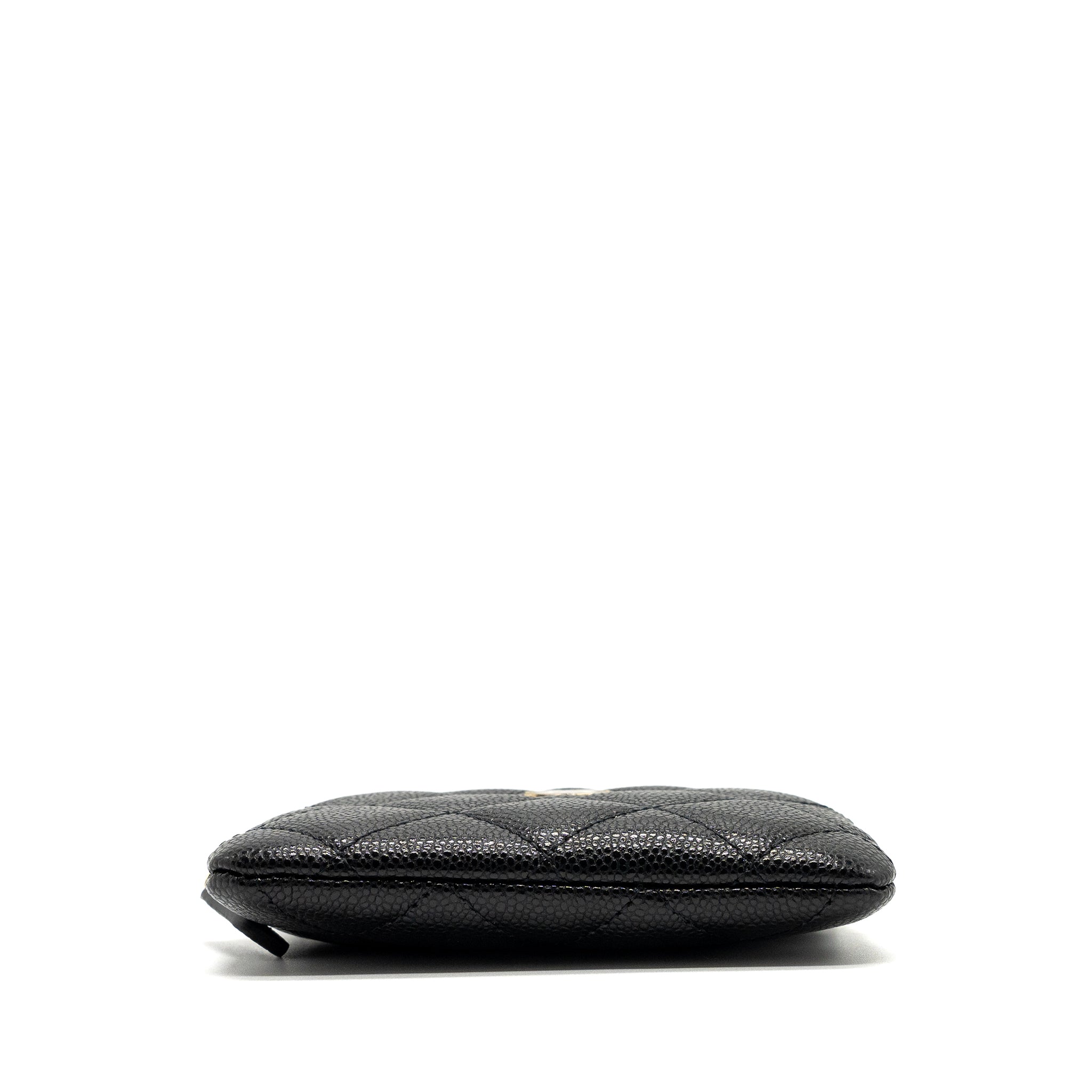 CHANEL SQUARE ZIPPER POUCH CARD HOLDER CAVIAR BLACK LGHW (MICROCHIP)