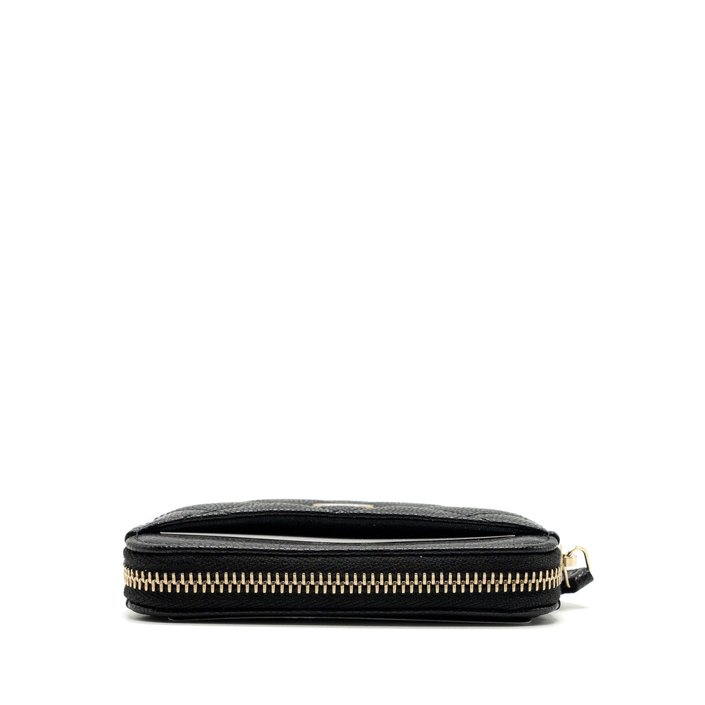 CHANEL SQUARE ZIPPER POUCH CARD HOLDER CAVIAR BLACK LGHW (MICROCHIP)