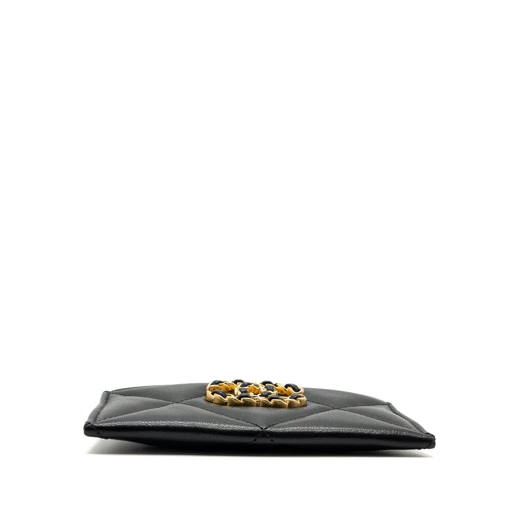 CHANEL 19 CARDHOLDER LAMBSKIN BLACK GHW