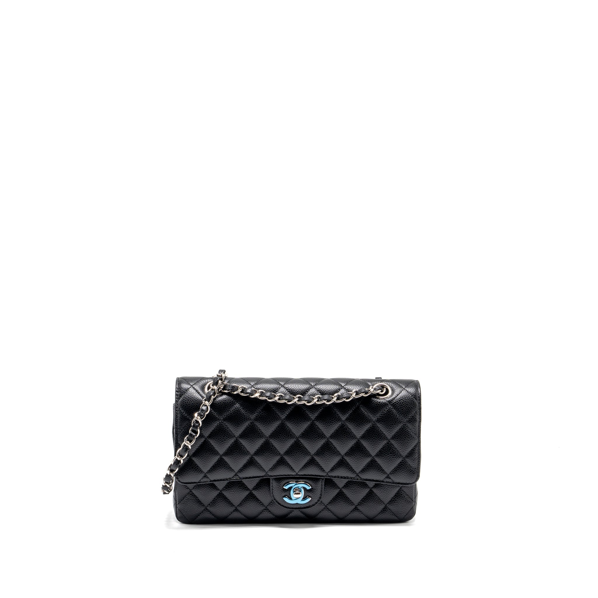 CHANEL MEDIUM CLASSIC DOUBLE FLAP BAG CAVIAR BLACK SHW