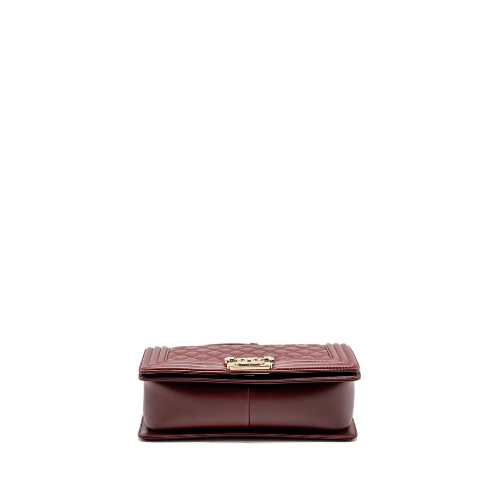 CHANEL MEDIUM BOY BAG LAMBSKIN DARK RED LGHW