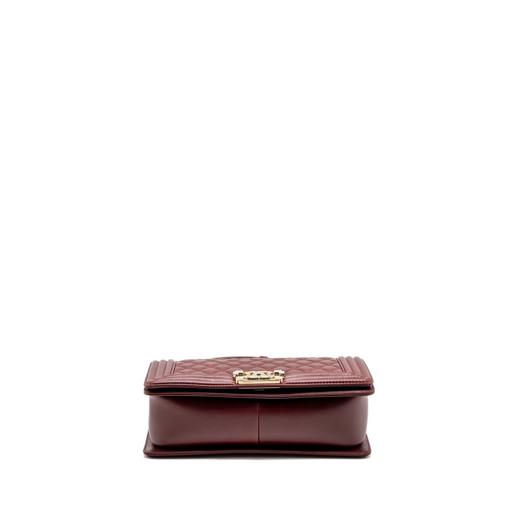 CHANEL MEDIUM BOY BAG LAMBSKIN DARK RED LGHW