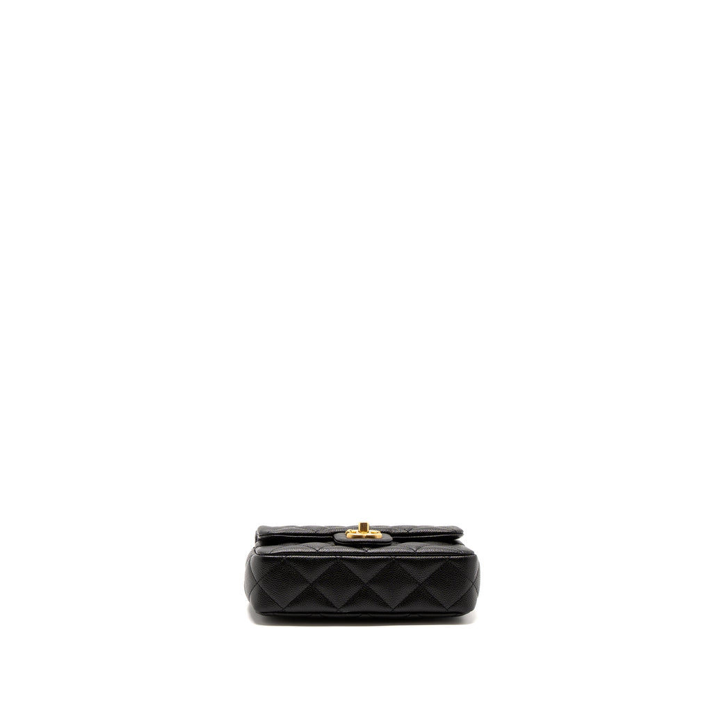 CHANEL 23P MINI COCO LOVE FLAP BAG CAVIAR BLACK BRUSHED GHW(MICROCHIP)