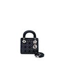 DIOR MINI LADY DIOR SATIN CRYSTAL DARK BLUE SHW