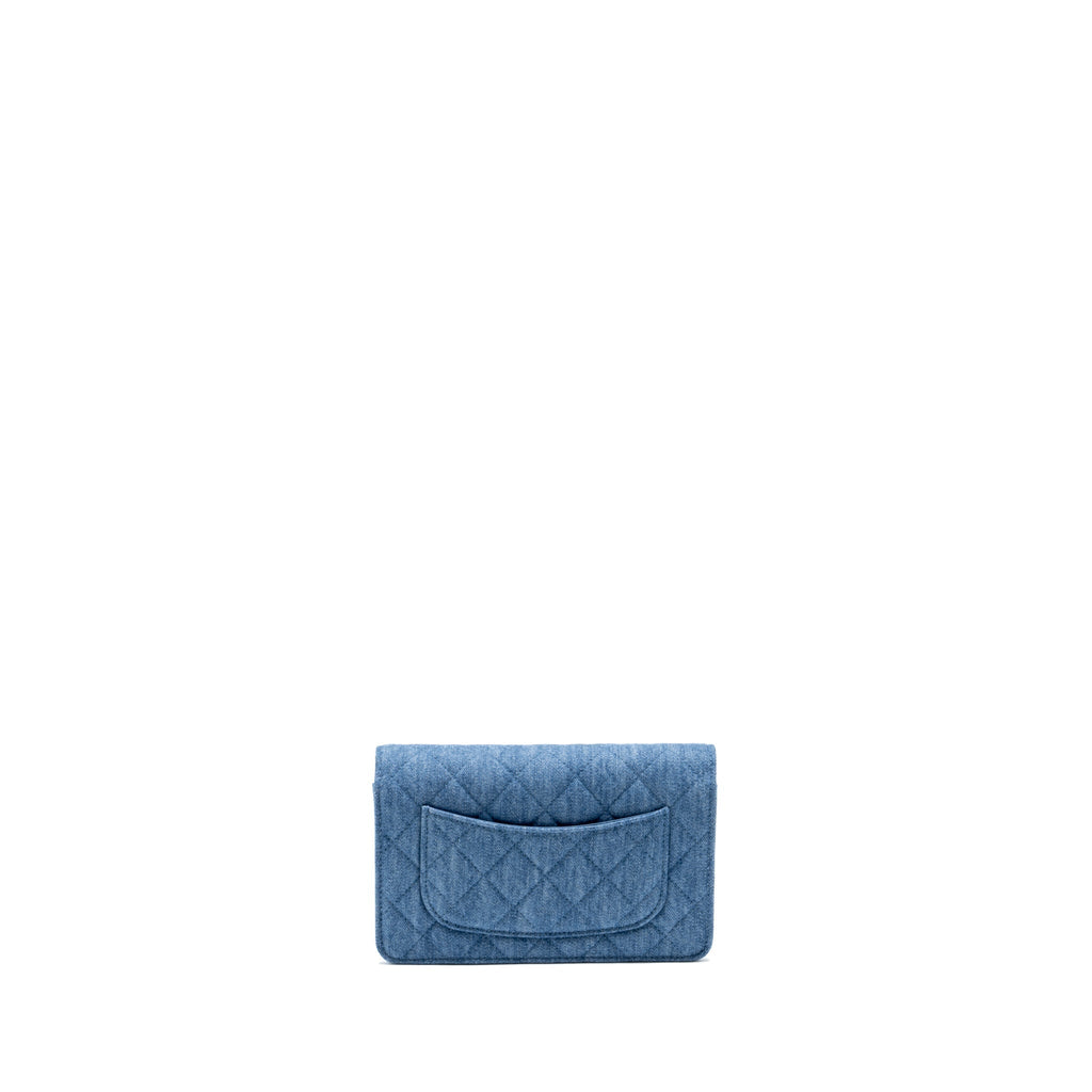 CHANEL PEARL CRUSH WALLET ON CHAIN DENIM BLUE GHW (MICROCHIP)