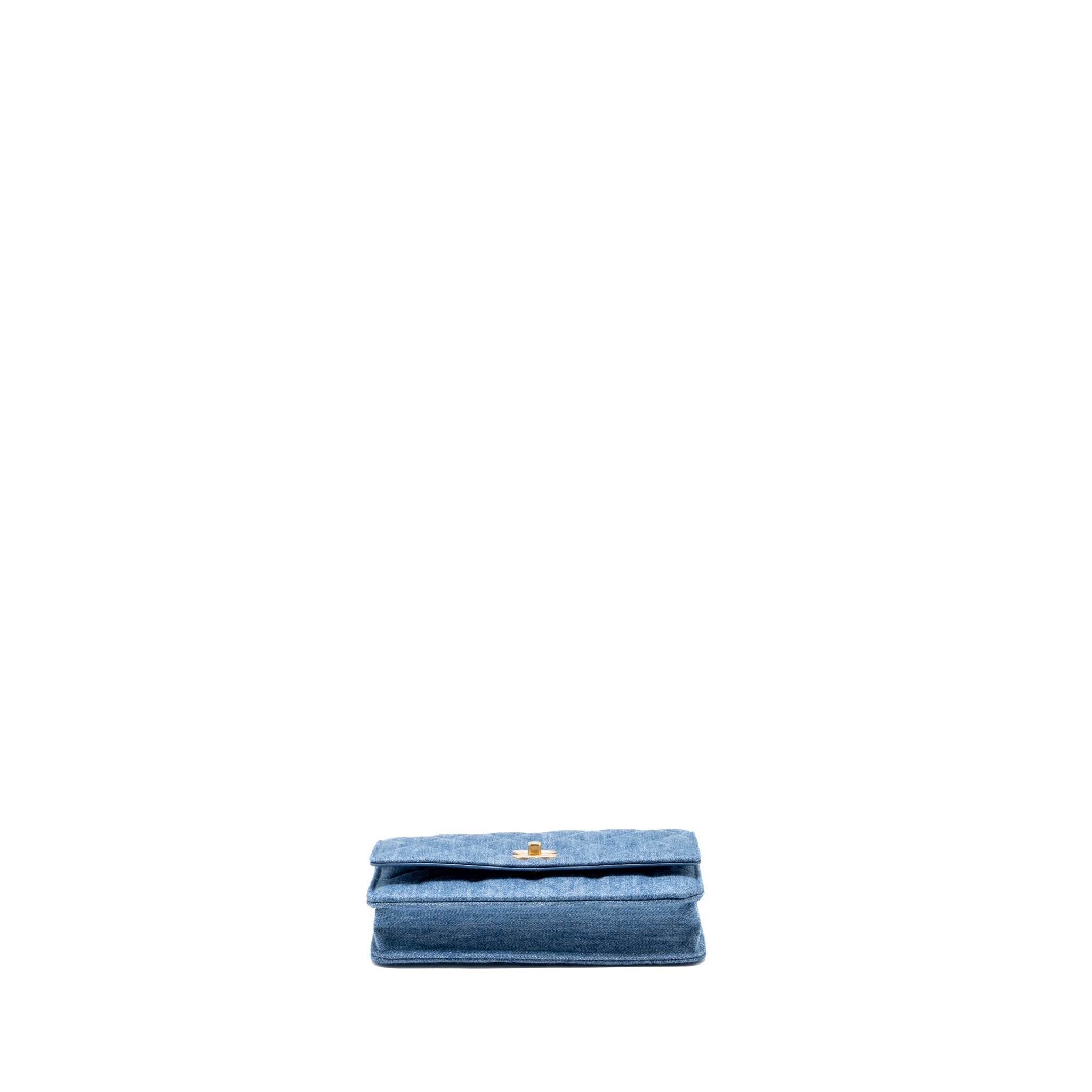 CHANEL PEARL CRUSH WALLET ON CHAIN DENIM BLUE GHW (MICROCHIP)