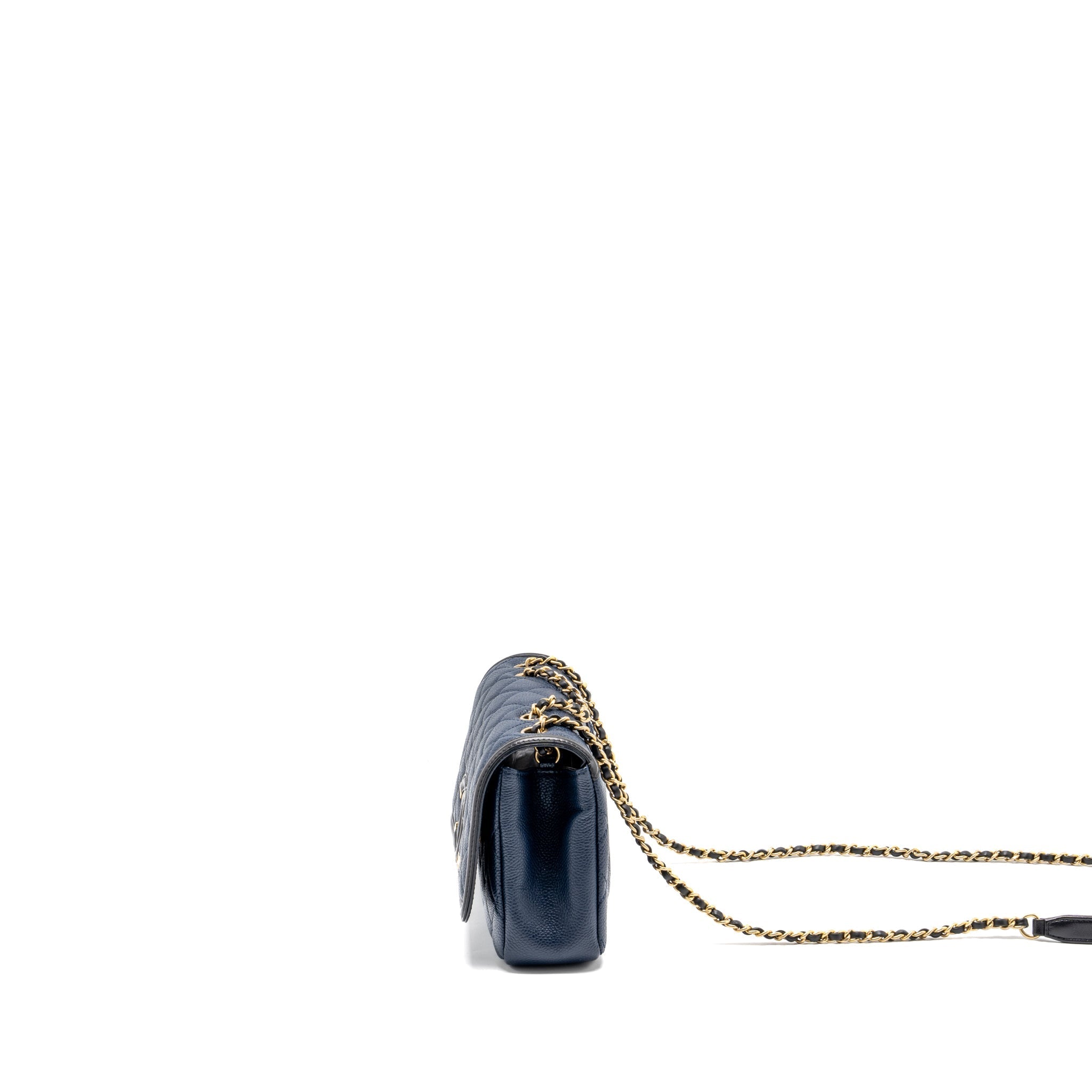 CHANEL FILIGREE FLAP BAG CAVIAR NAVY/BLACK GHW