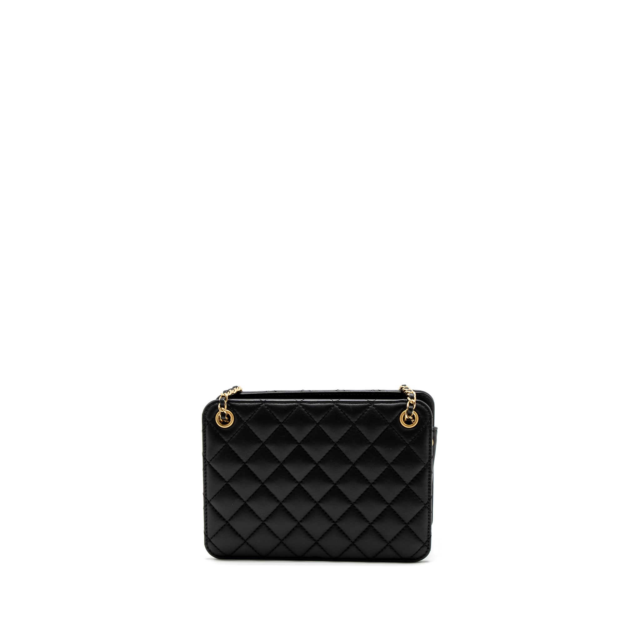 CHANEL GIANT CC LOGO MINI TOTE BAG LAMBSKIN BLACK GHW