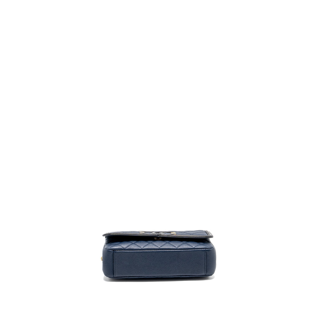 CHANEL FILIGREE FLAP BAG CAVIAR NAVY/BLACK GHW